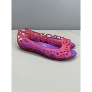 Crocs Adrina Juniors Size 5 Pink Open Toe Flat Ballet Jelly Sandals Shoes